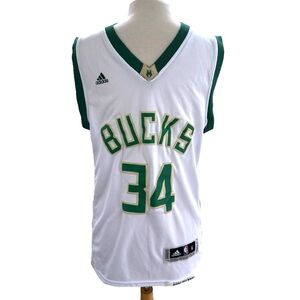 🔥 Adidas NBA Milwaukee Bucks Antetokounmpo Small Basketball Jersey Green White